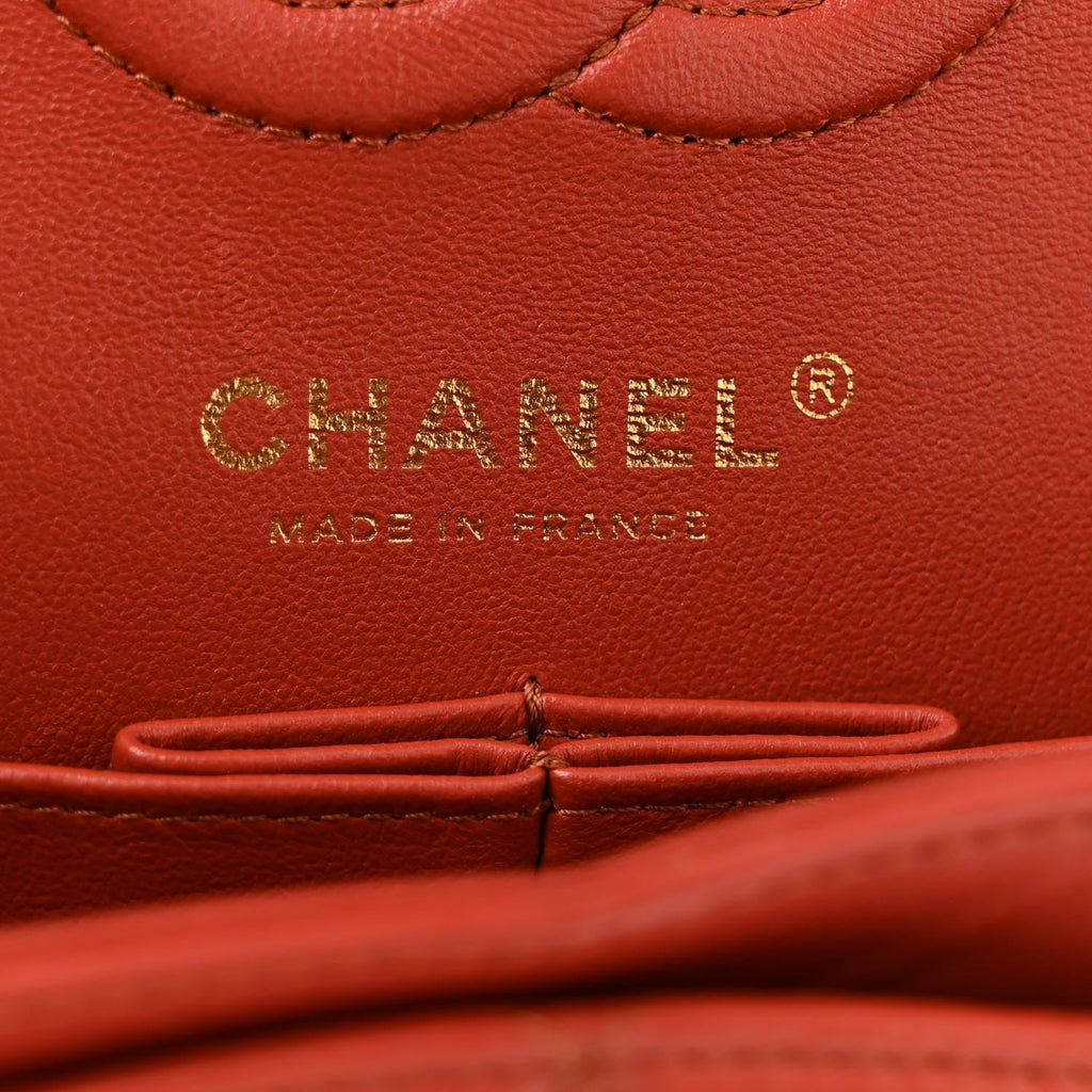 Chanel Lambskin Quilted Small Double Flap Red