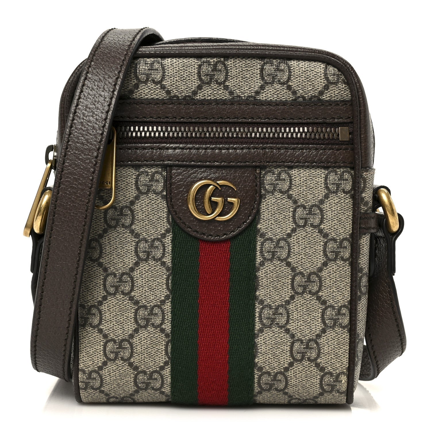 Gucci GG Supreme Monogram Web Mini Ophidia Messenger Brown