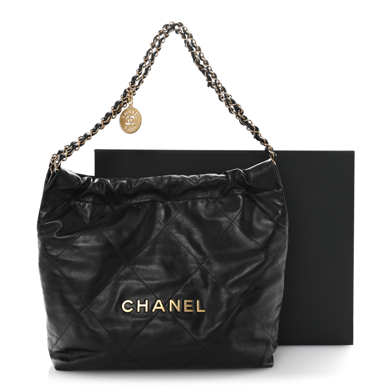 Chanel Shiny Calfskin Quilted Small Chanel 22 Black