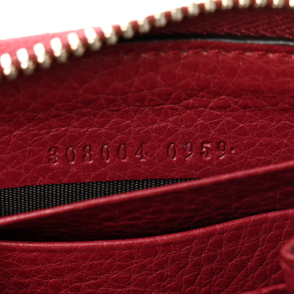 Gucci Pebbled Calfskin Studded Soho Zip Around Wallet Soft Burgundy