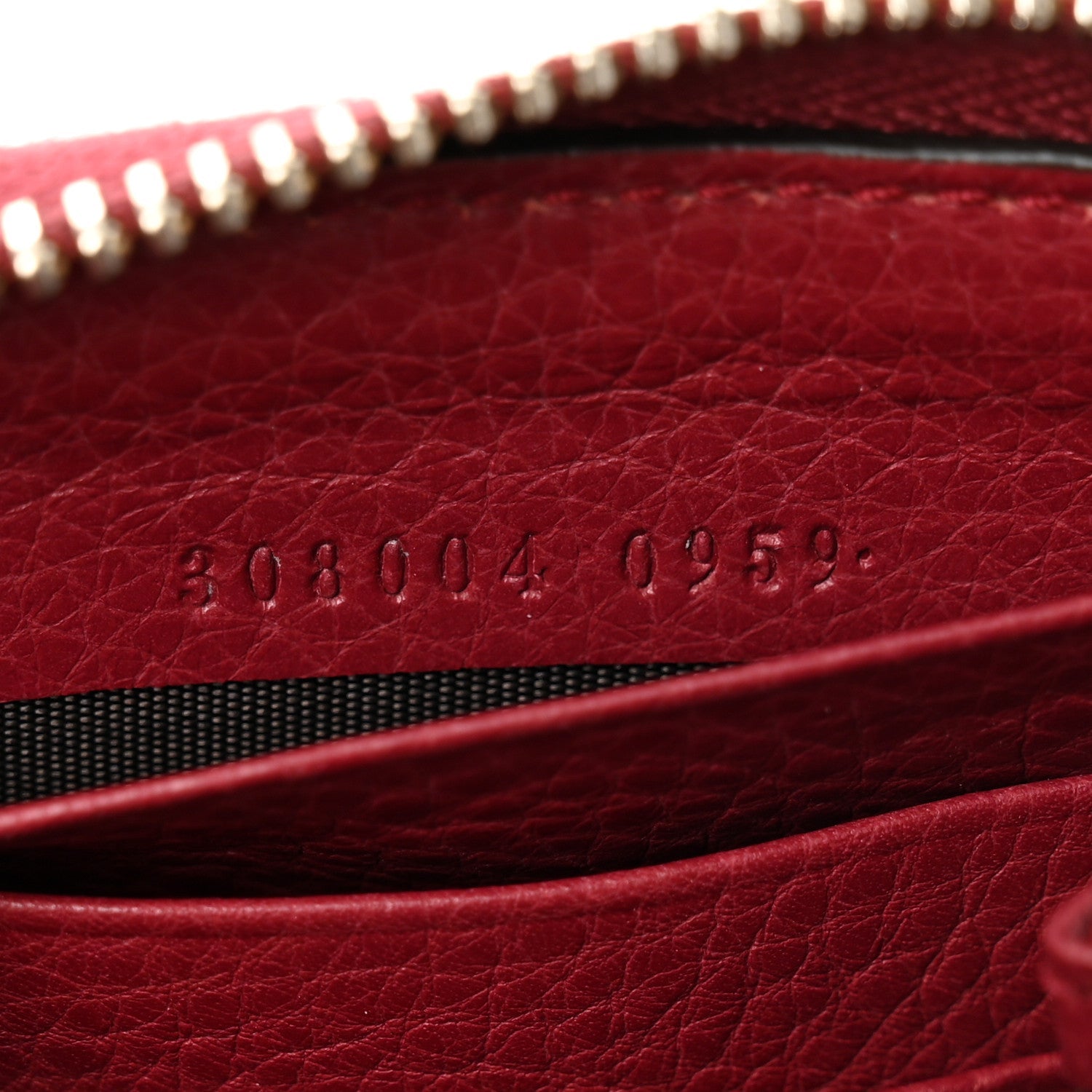 Gucci Pebbled Calfskin Studded Soho Zip Around Wallet Soft Burgundy