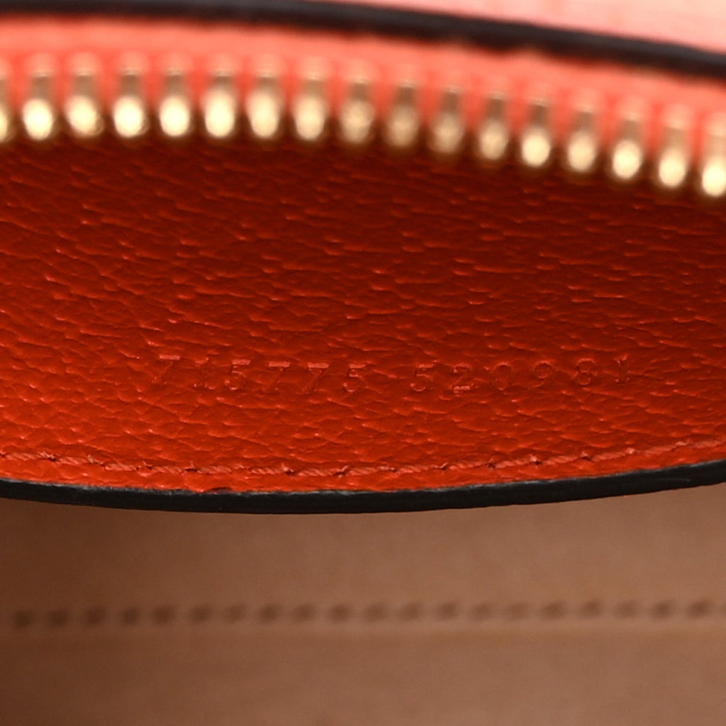 Gucci Textured Dollar Calfskin Mini Diana Dome Tote Bag Deep Orange Spicy Cyclamin