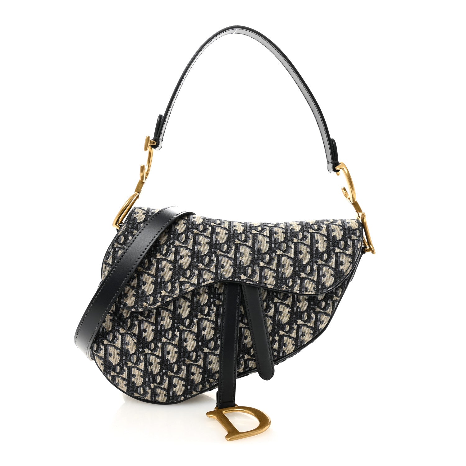 Christian Dior Oblique Saddle Bag With Strap Blue