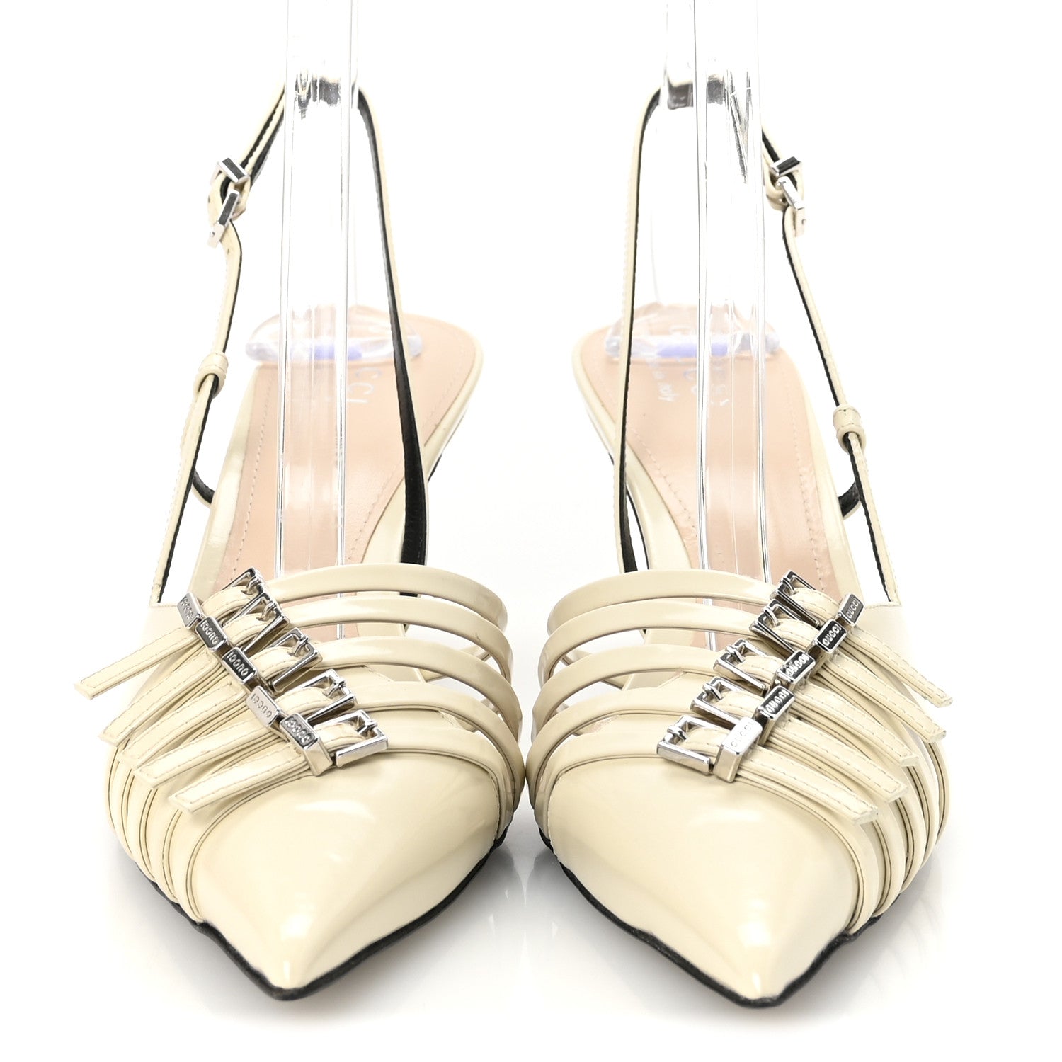 Gucci Patent Regents Slingback Pumps 38 New Ivoire