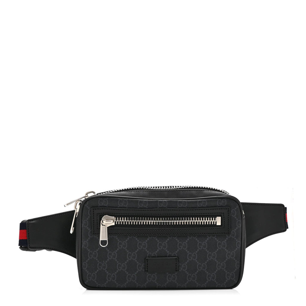 Gucci Soft GG Supreme Monogram Web Belt Bag Black Grey