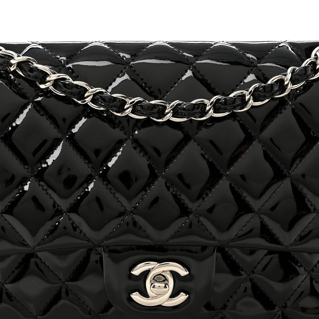 Chanel Patent Quilted Medium Double Flap Black