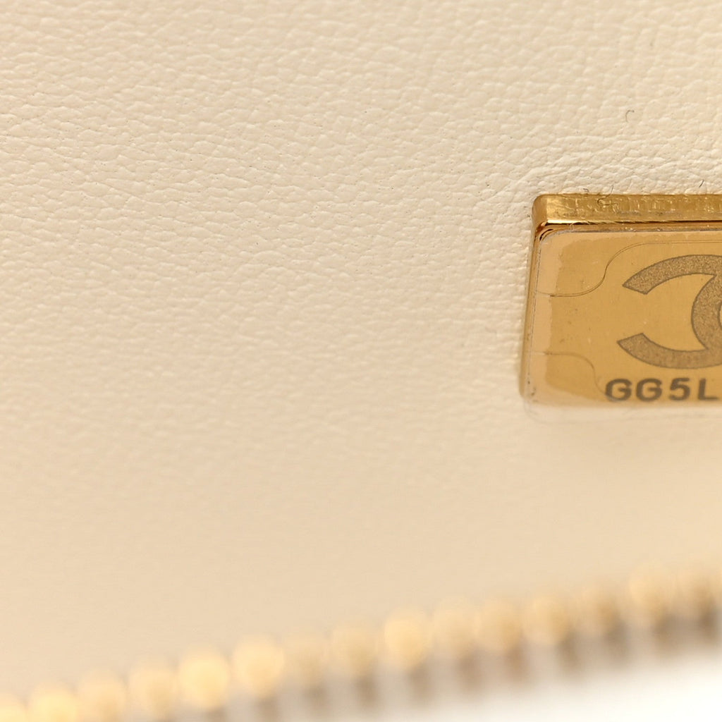 Chanel Lambskin Quilted CC In Love Heart Bag White
