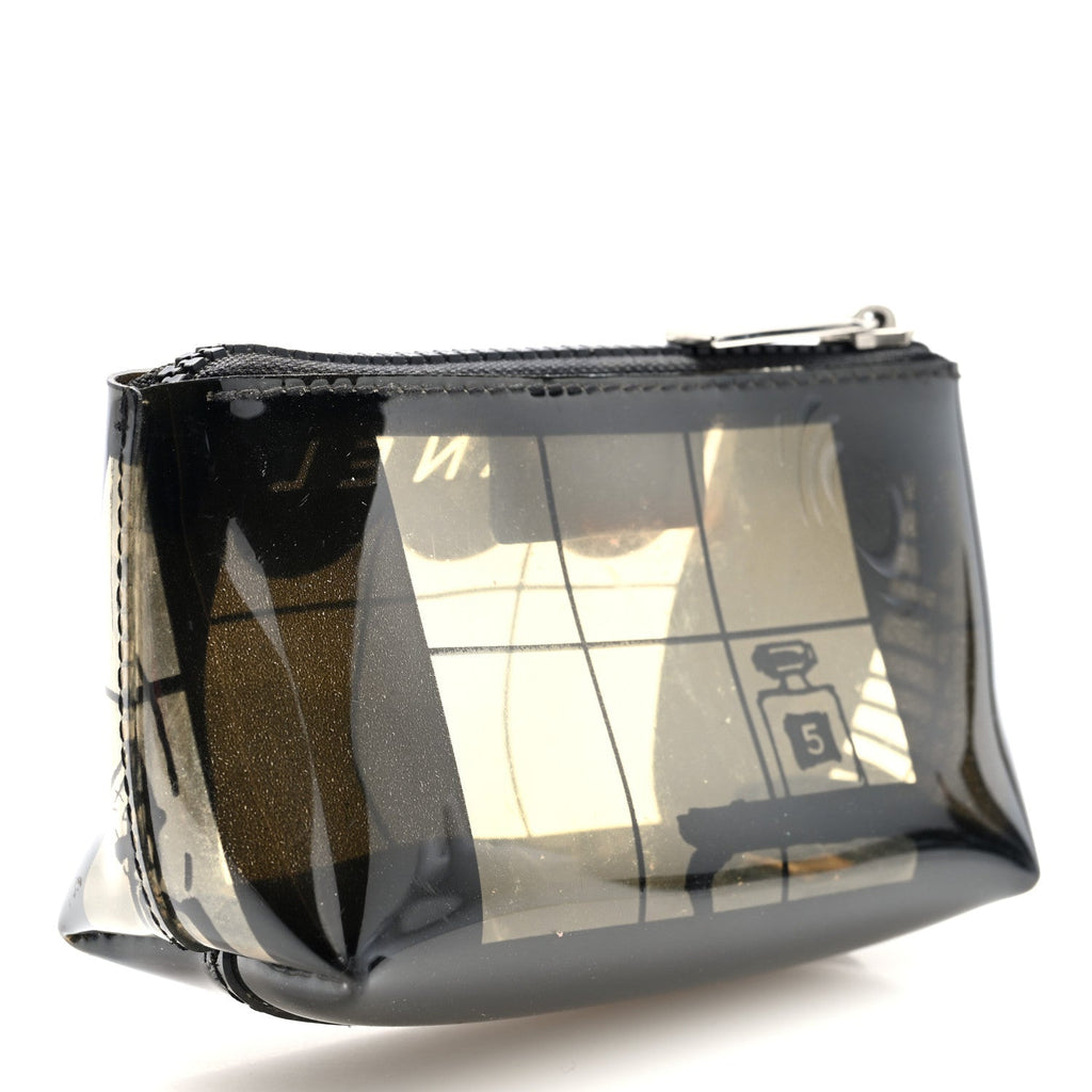 Chanel Vinyl Coco Window Cosmetic Pouch Black