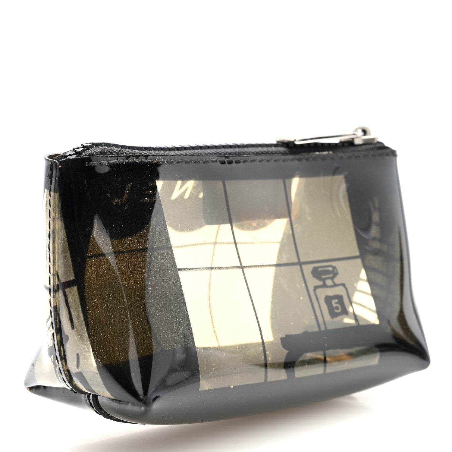 Chanel Vinyl Coco Window Cosmetic Pouch Black
