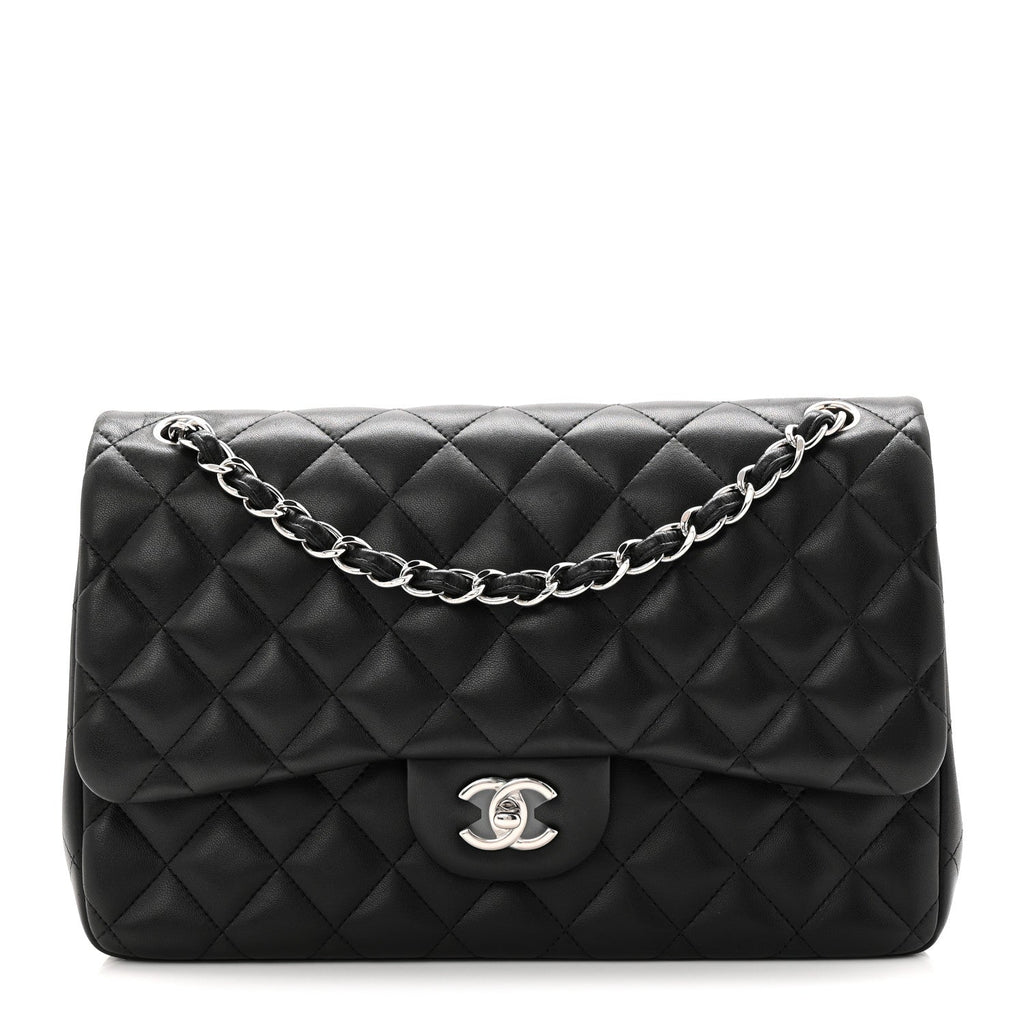 Chanel Lambskin Quilted Jumbo Double Flap Black