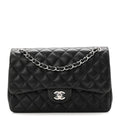 Chanel Lambskin Quilted Jumbo Double Flap Black