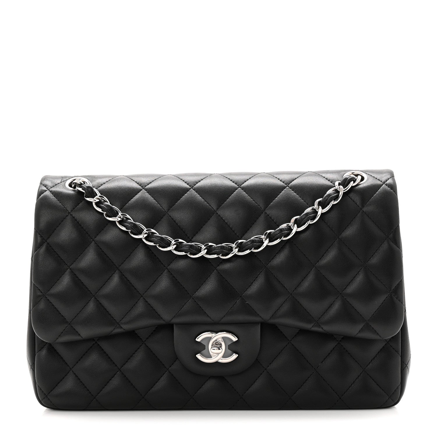 Chanel Lambskin Quilted Jumbo Double Flap Black