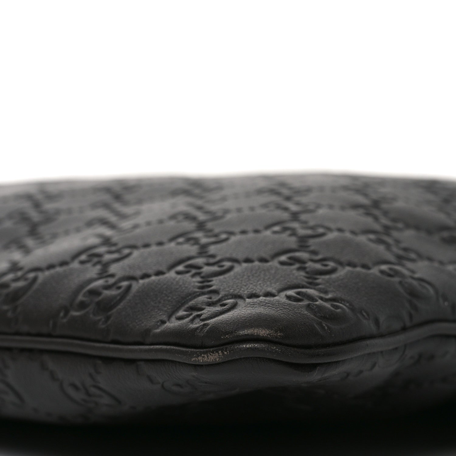 Gucci Guccissima Medium Flat Messenger Bag Black