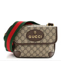Gucci GG Supreme Monogram Web Small Neo Vintage Double Flap Messenger Bag Beige New Acero