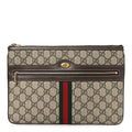 Gucci GG Supreme Monogram Large Ophidia Pouch Clutch Brown