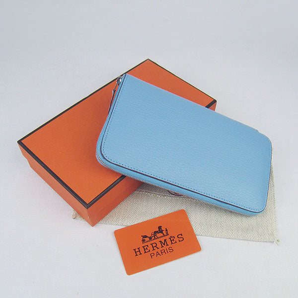 Hermes Wallet H016 Wallet Cow Leather Blue