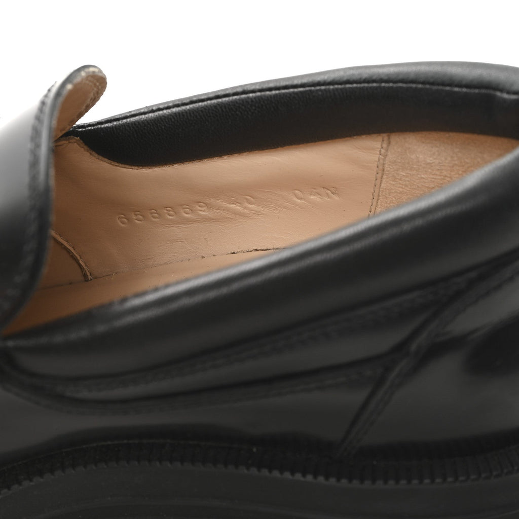 Gucci Magnum Calfskin Nappa Samoa Womens Horsebit Platform Chunky Lug Sole 40mm Loafers 40 Black