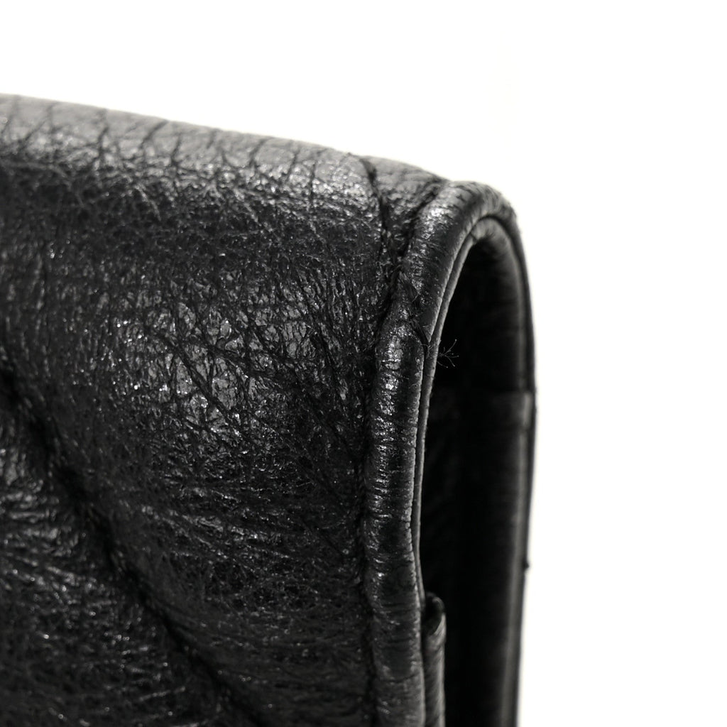 Chanel Shiny Goatskin Chevron Quilted Yen Wallet Black