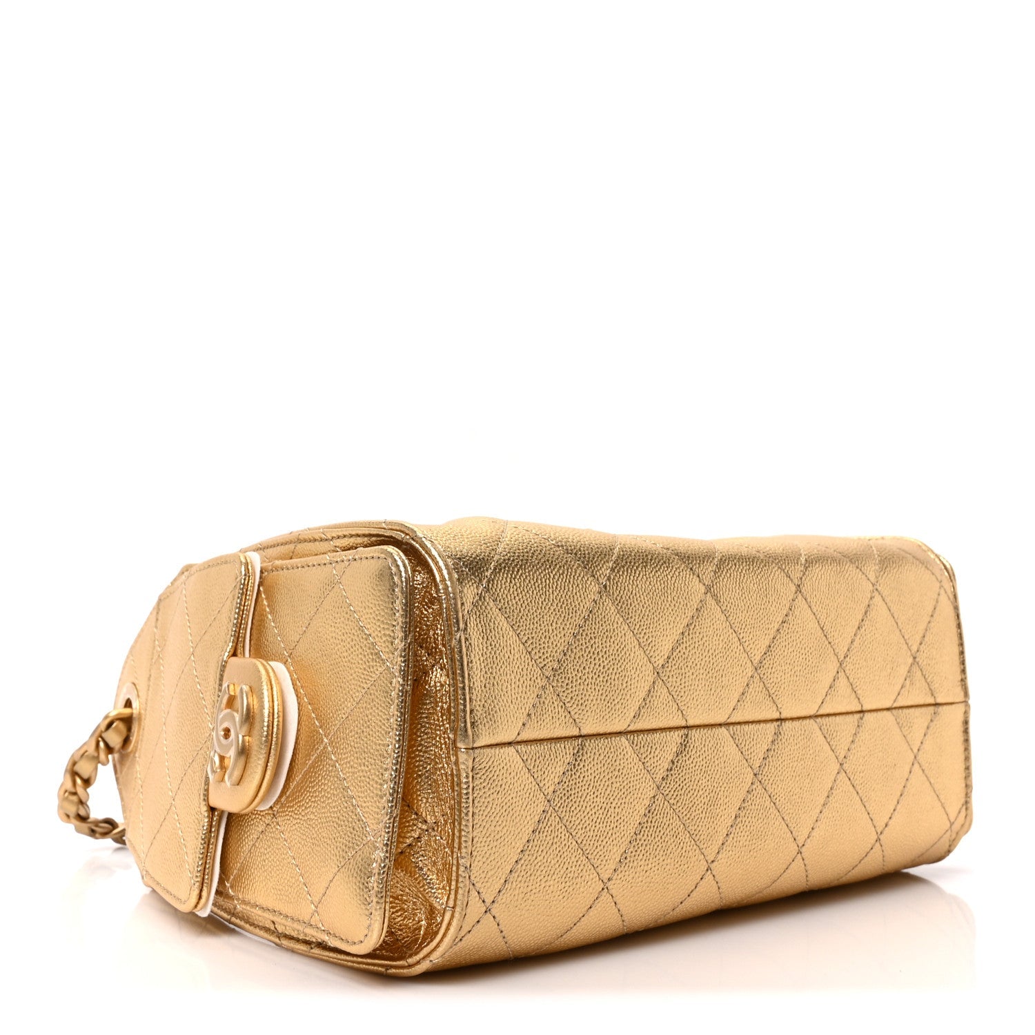 Chanel Metallic Caviar Quilted Mini Chanel 25 Handbag Gold