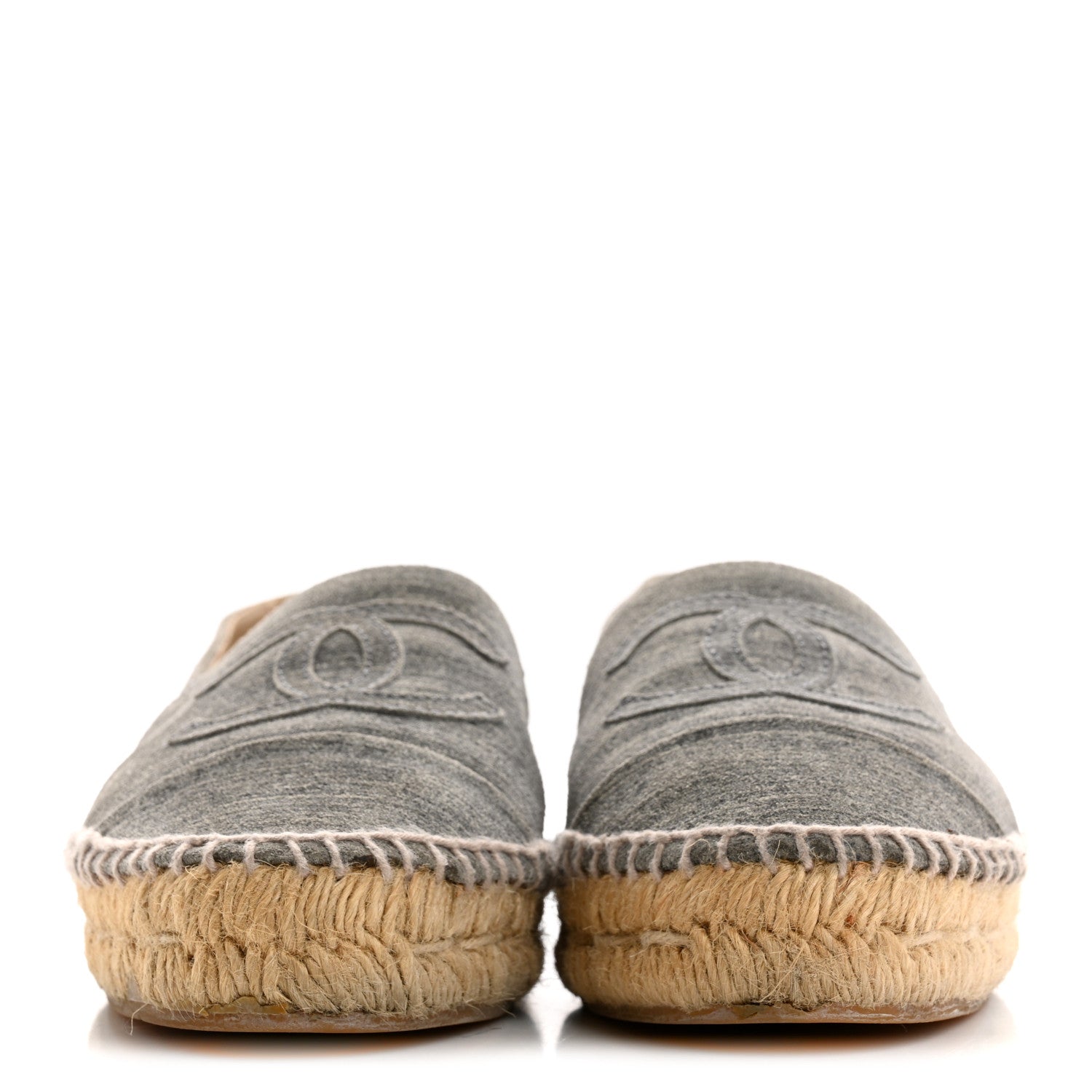 Chanel Striated Suede Espadrilles 37 Dark Grey