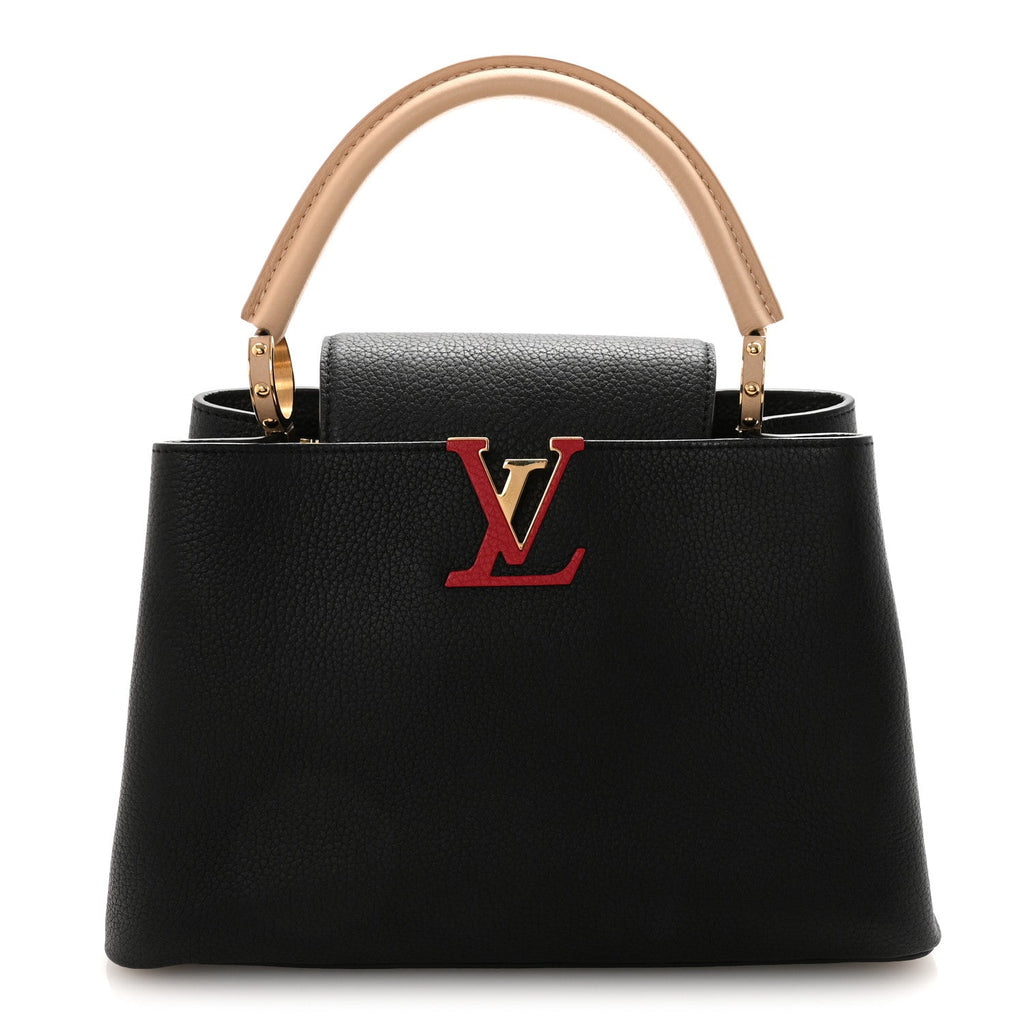 Louis Vuitton Taurillon Capucines MM Black Beige Red
