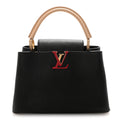 Louis Vuitton Taurillon Capucines MM Black Beige Red