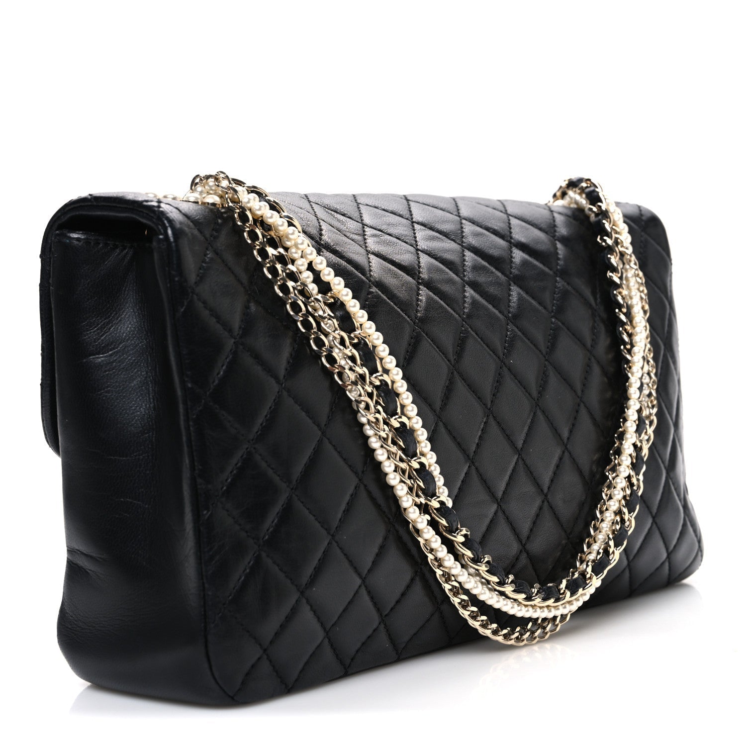 Chanel Lambskin Medium Westminster Pearl Flap Black