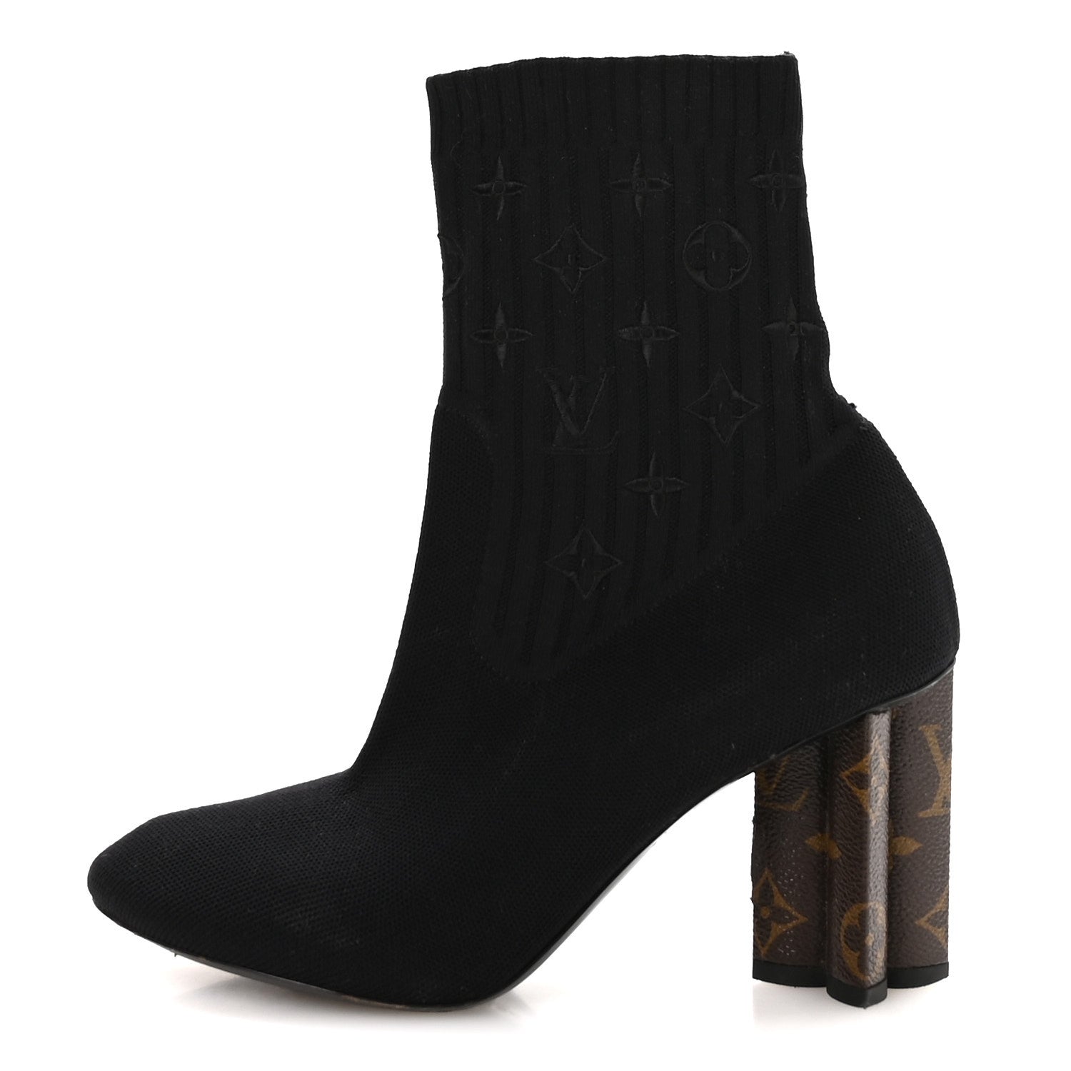 Louis Vuitton Monogram Stretch Fabric Silhouette Ankle Boots 39 Black