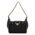 Chanel Braided Raffia Calfskin Quilted Mini Chanel 25 Handbag Black White