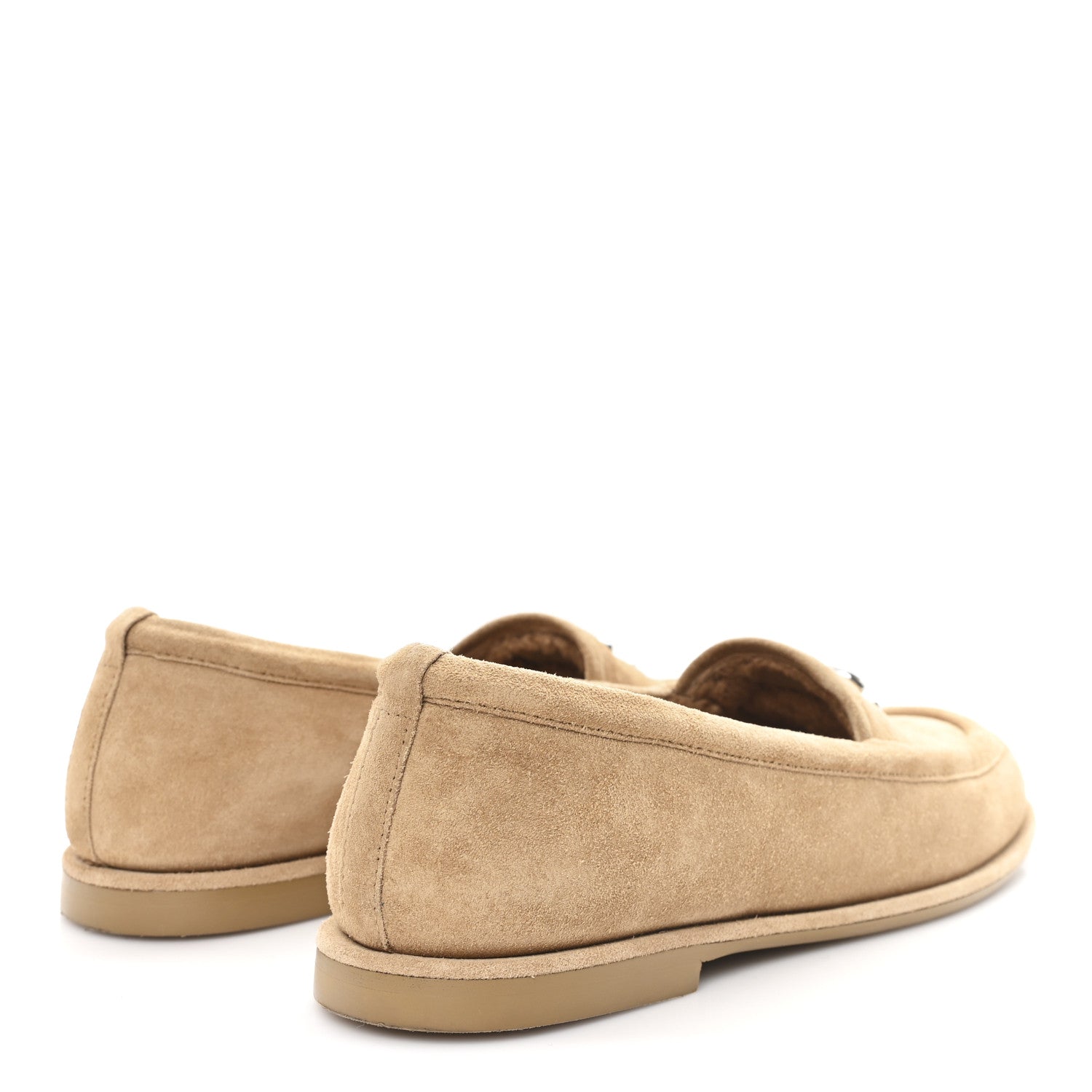 Chanel Suede Calfskin CC Loafers 37.5 Dark Beige
