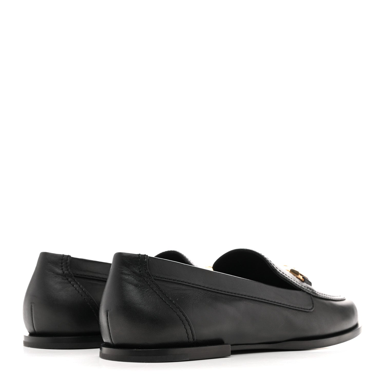 Chanel Shiny Calfskin Metal CC Mocassin Loafers 38.5 Black