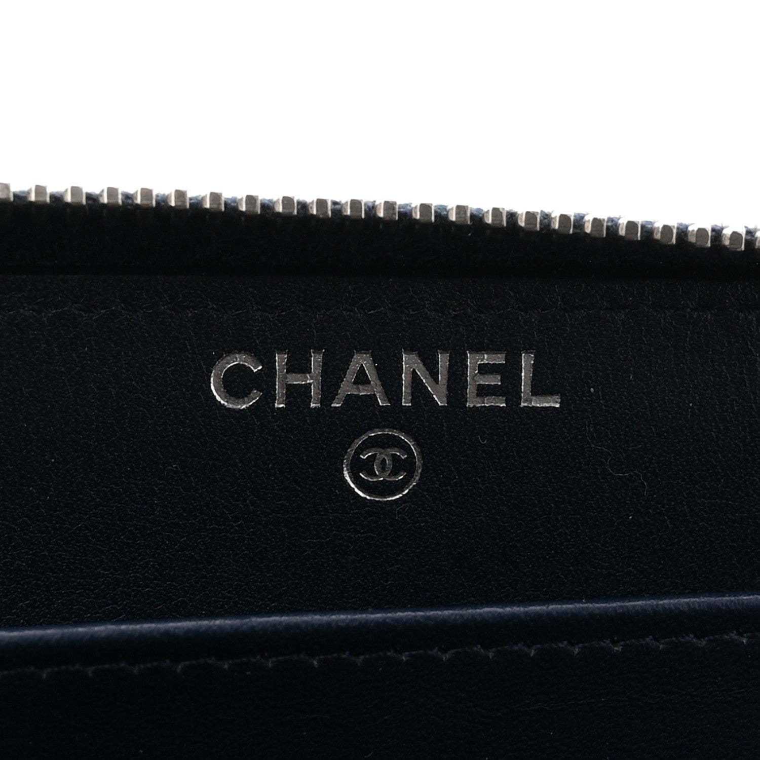 Patent Quilted Zip Around Wallet Dark Blue