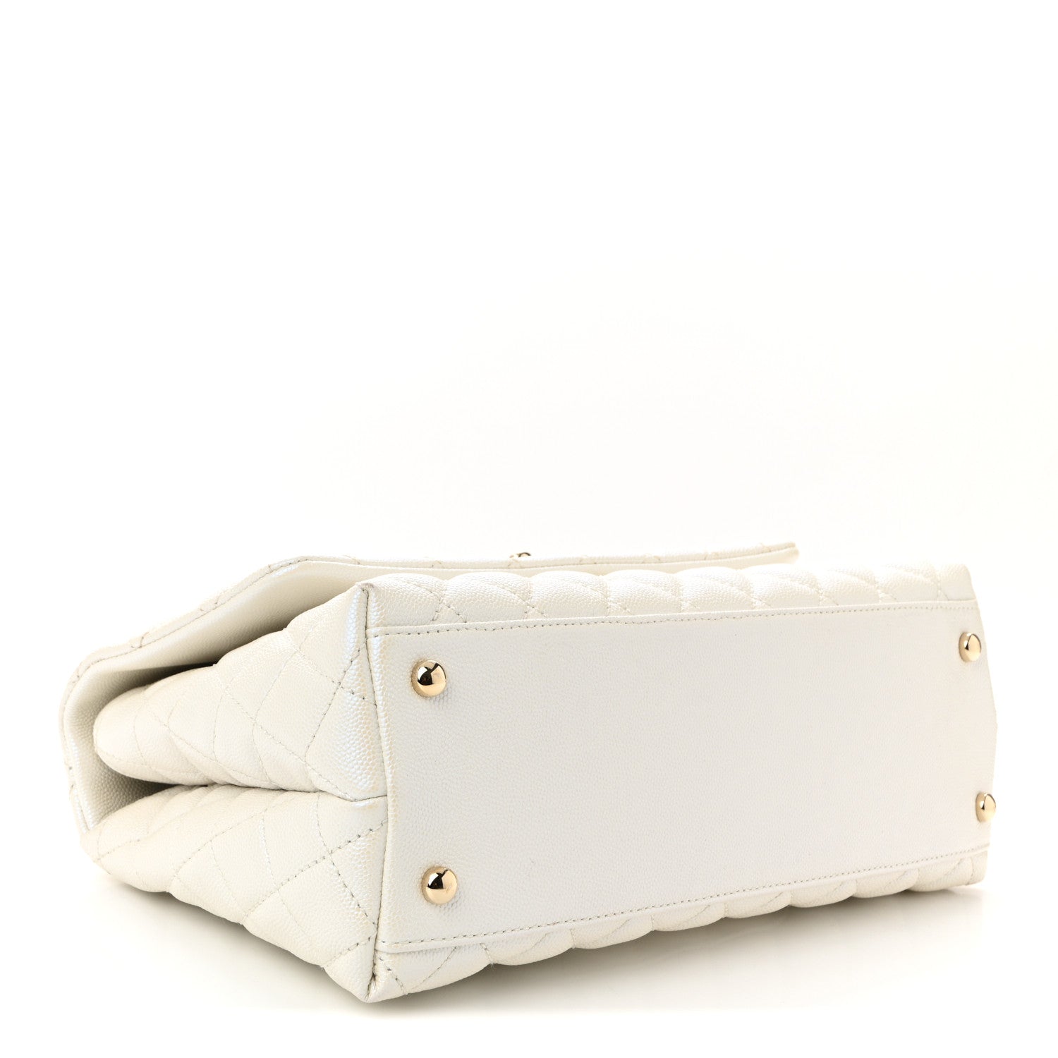 Chanel Iridescent Caviar Quilted Small Coco Handle Flap White