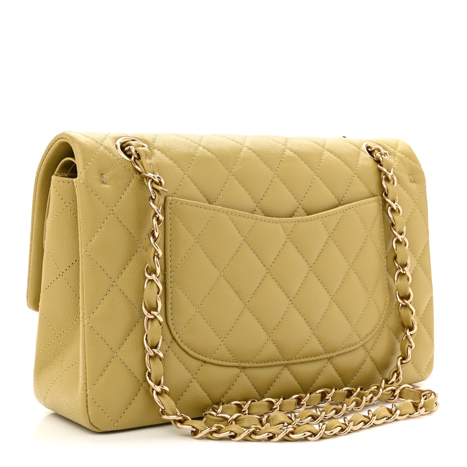 Chanel Caviar Quilted Medium Double Flap Light Green