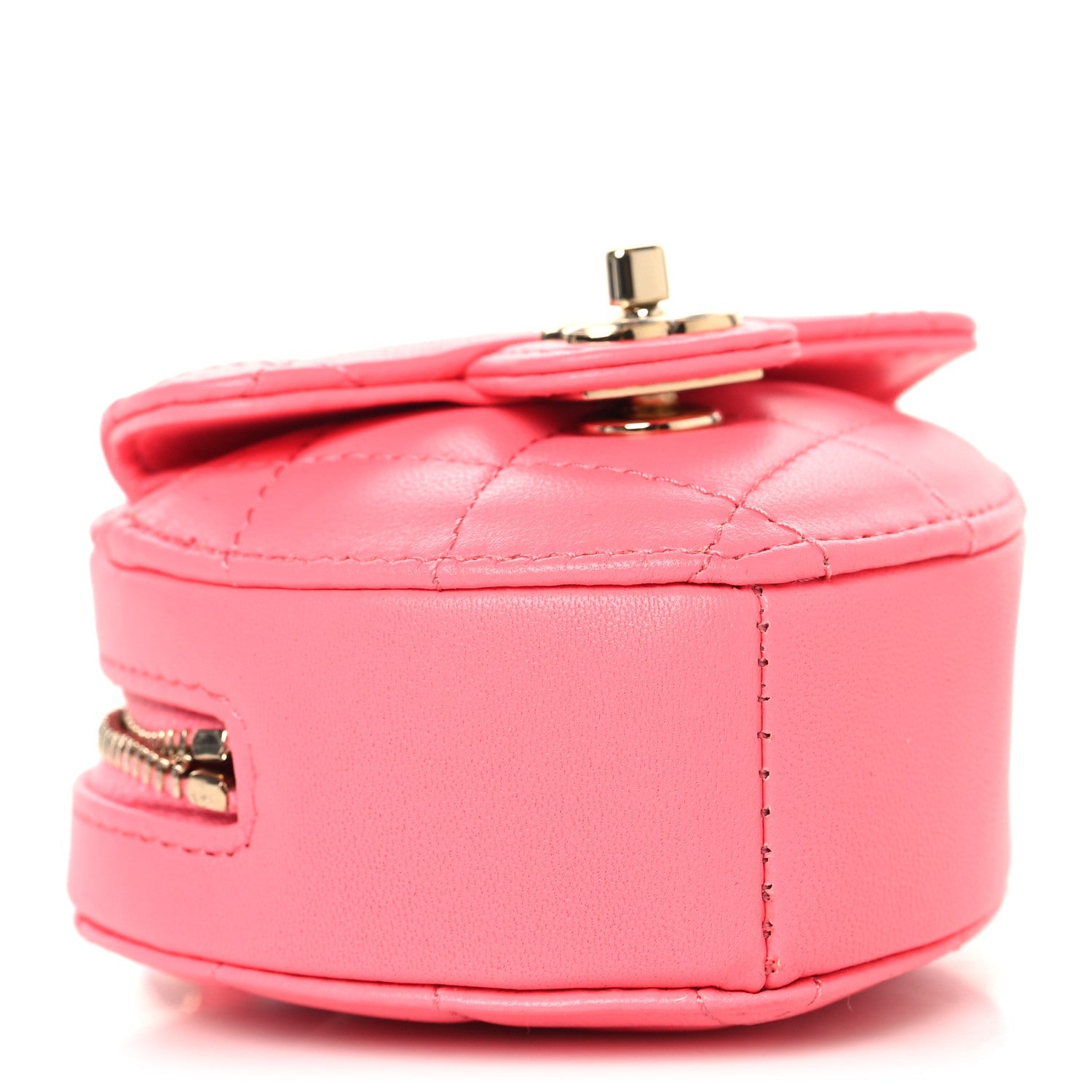 Chanel Lambskin Quilted CC In Love Heart Coin Purse With Chain  Pink