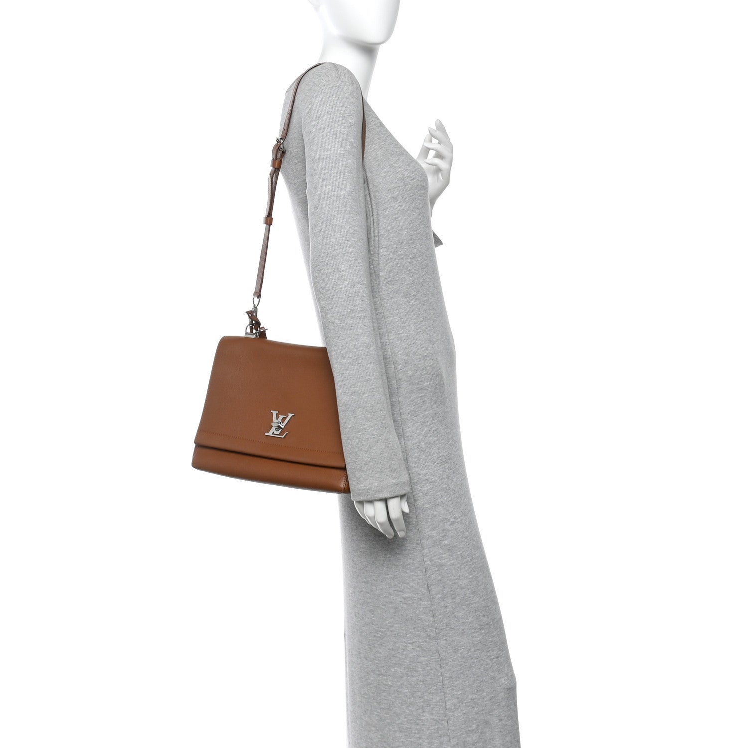 Louis Vuitton Soft Calfskin Lockme II Top Handle Cognac