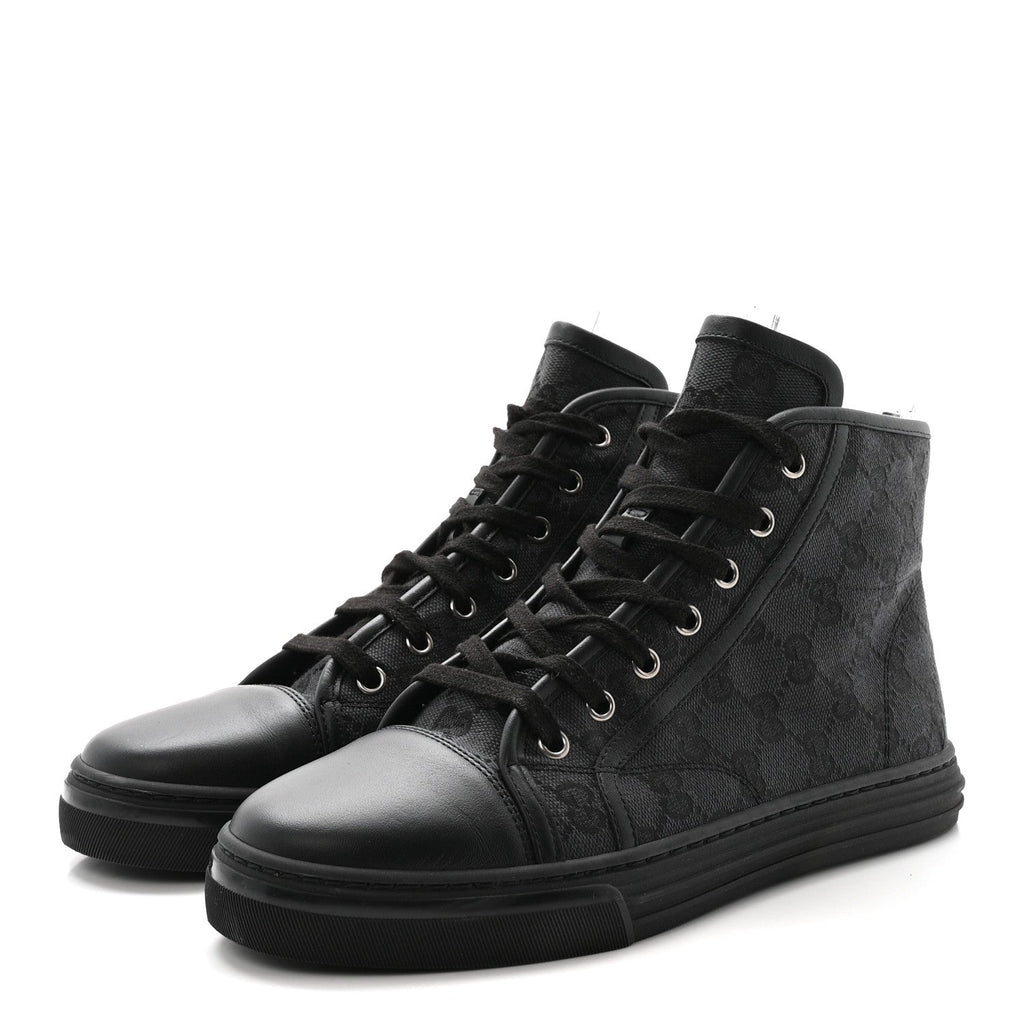 Gucci Monogram High Top Sneakers 38 Black