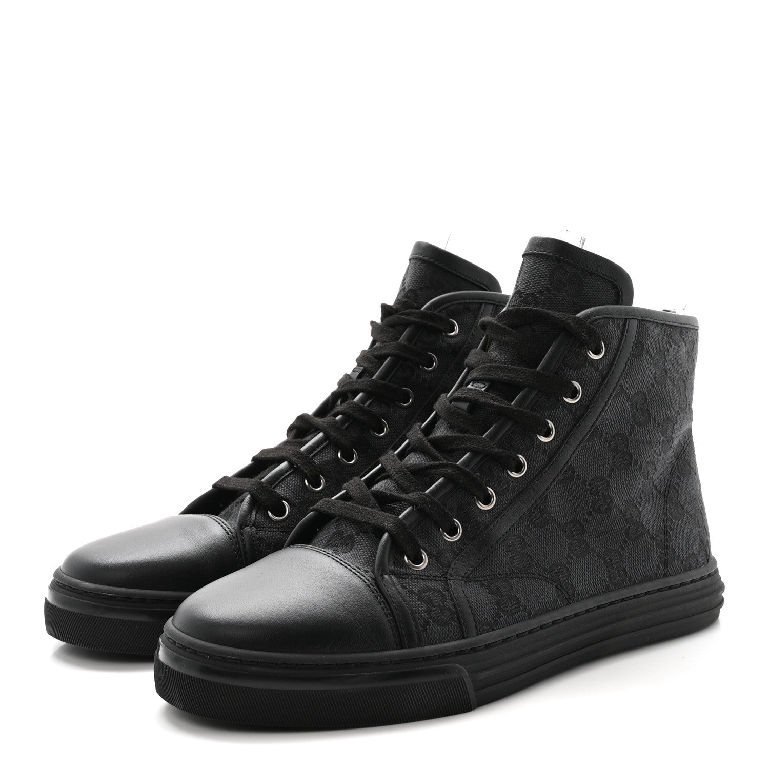 Gucci Monogram High Top Sneakers 38 Black