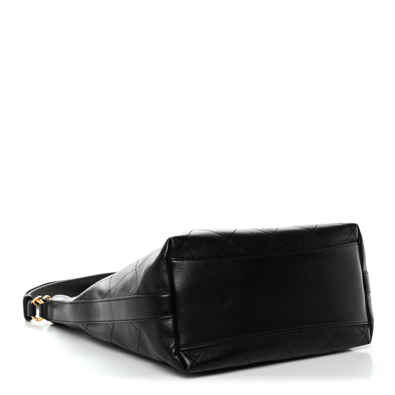 Chanel Shiny Calfskin Quilted Hobo Black