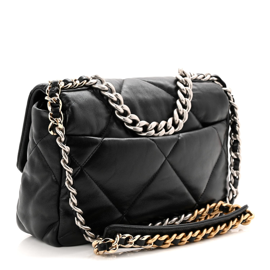 Chanel Lambskin Quilted Medium Chanel 19 Flap Black