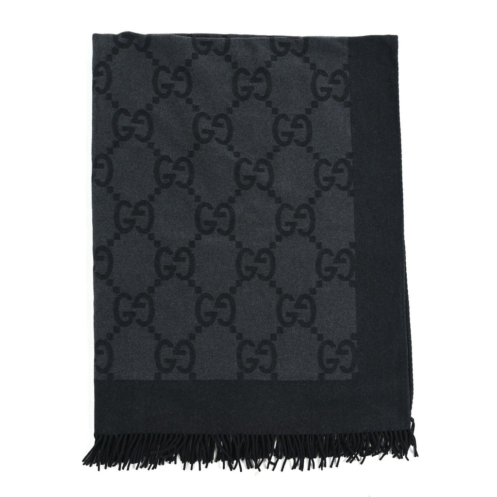Gucci Wool Cashmere GG Monogram Blanket Black Grey