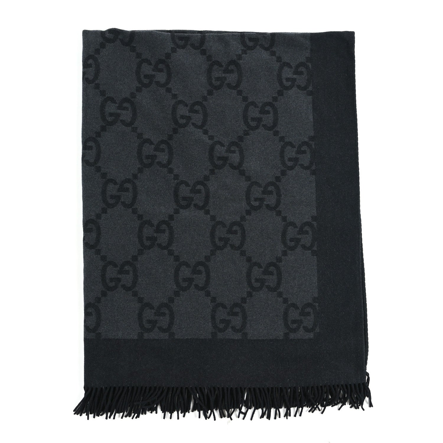 Gucci Wool Cashmere GG Monogram Blanket Black Grey