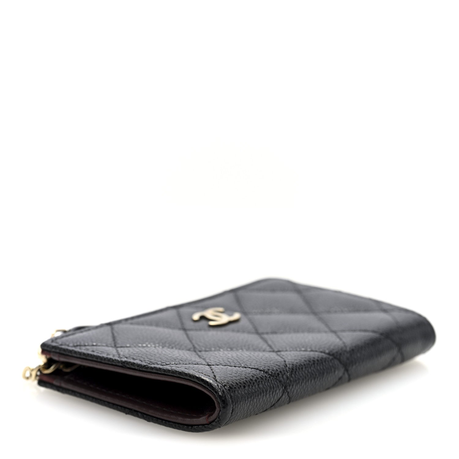 Caviar Quilted Zipped Key Holder Case Black