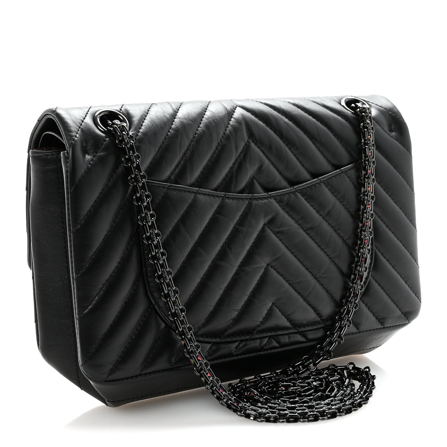 Chanel Aged Calfskin Chevron Quilted 2.55 Reissue 225 Flap So Black