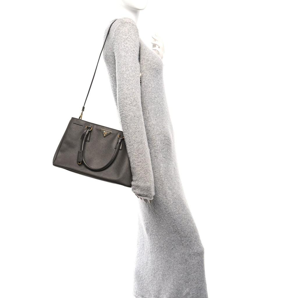 Prada Saffiano Lux Medium Tote Grafite