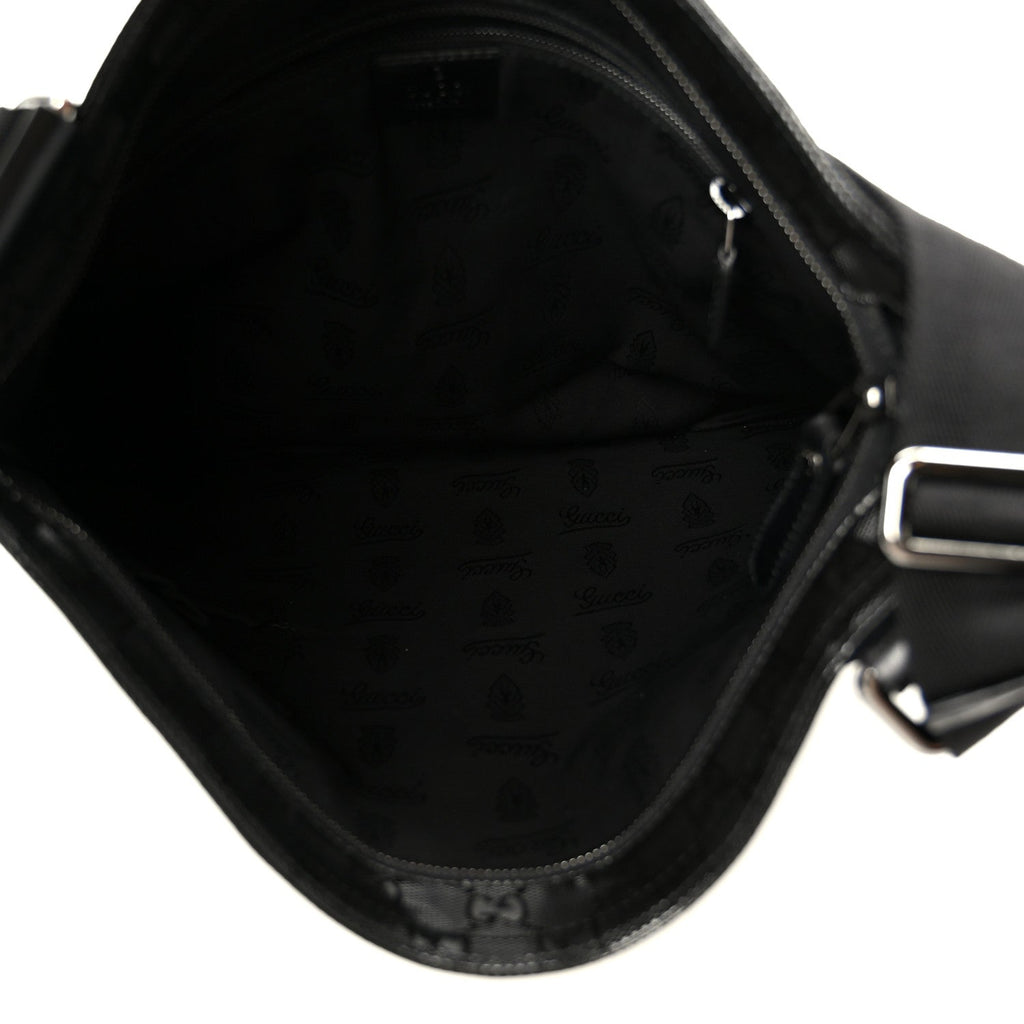 Gucci Imprime Monogram Medium Flat Messenger Bag Black