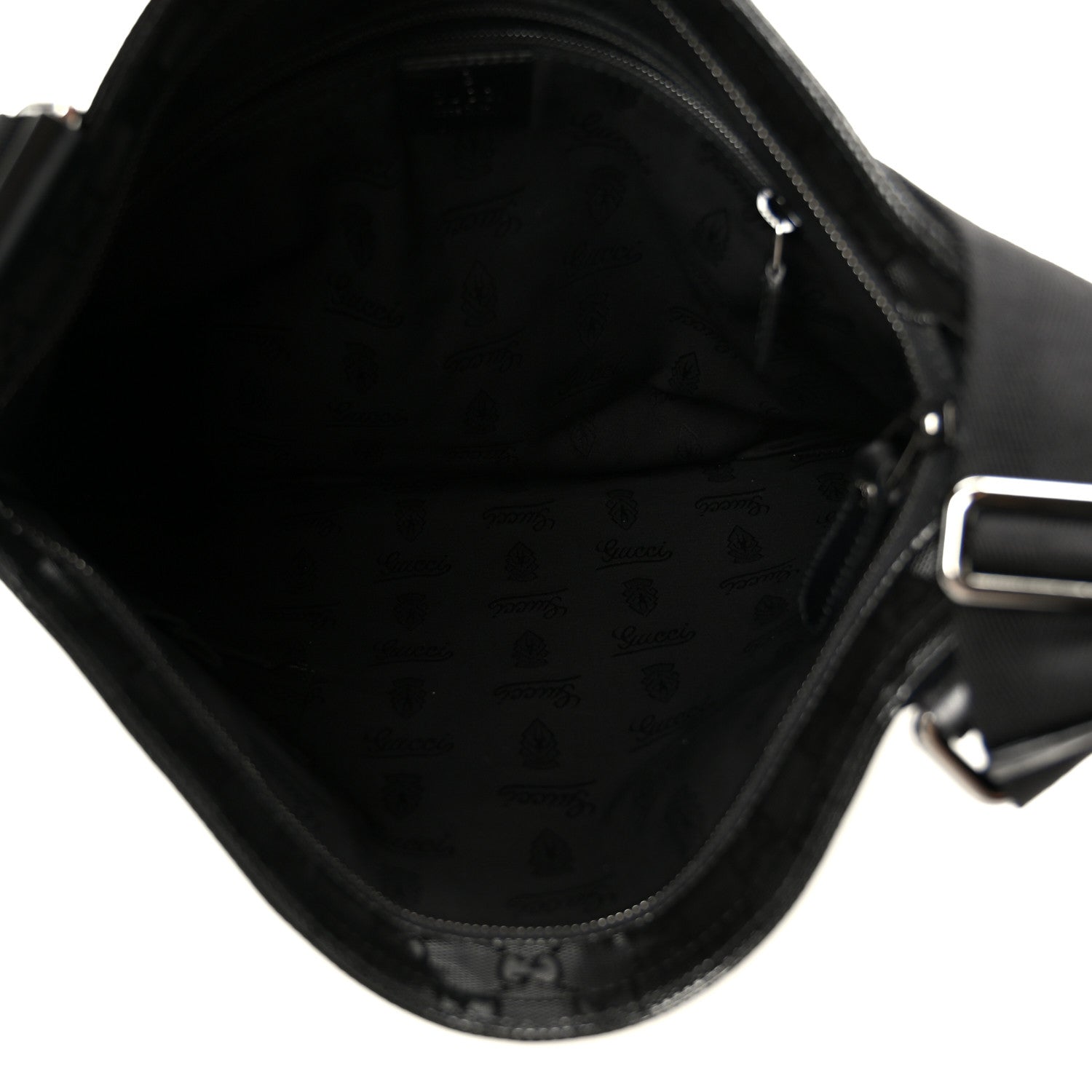Gucci Imprime Monogram Medium Flat Messenger Bag Black