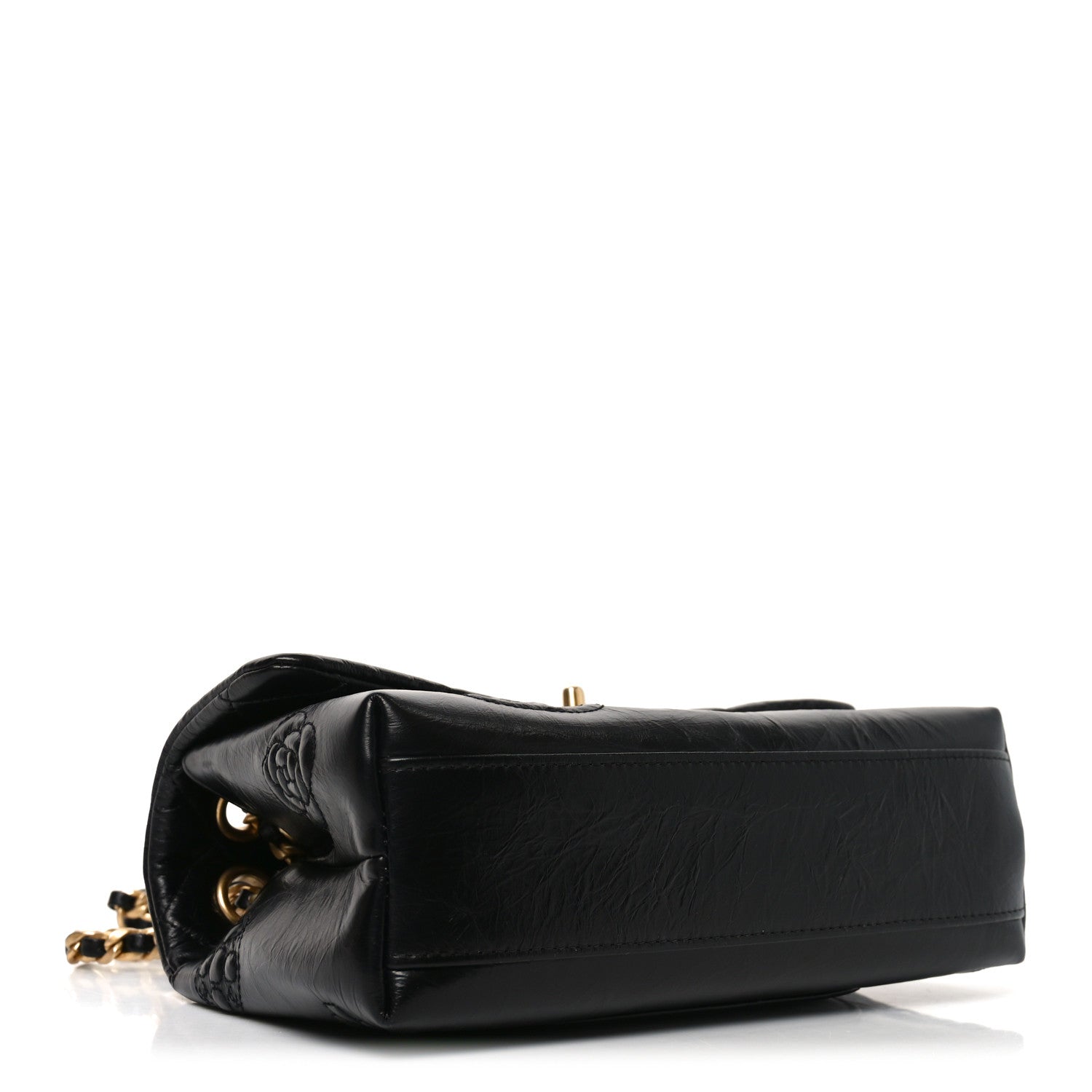 Chanel Crumbled Calfskin Embossed Flap Black