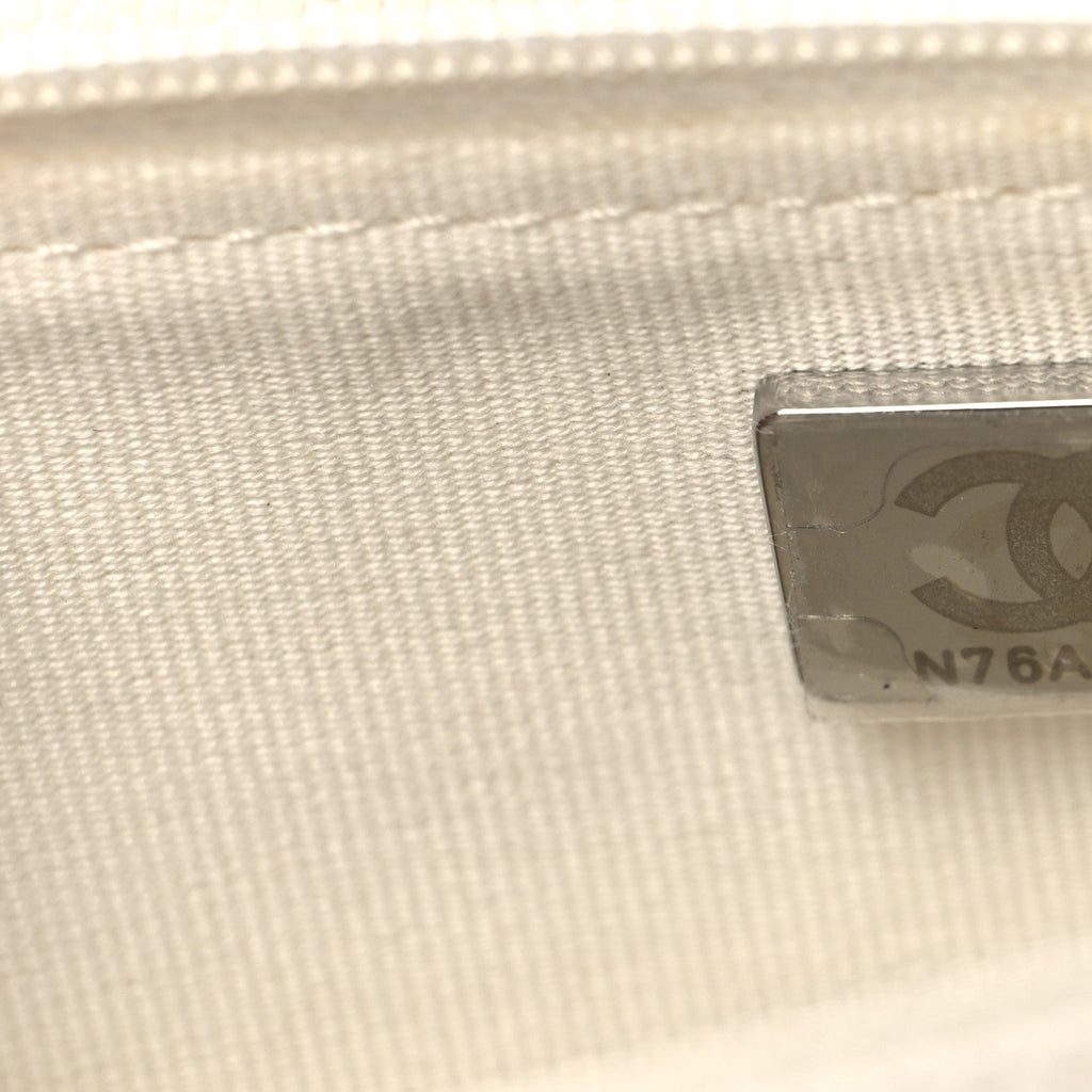 Chanel Shiny Caviar Quilted Flap Charm Wallet On Chain WOC White