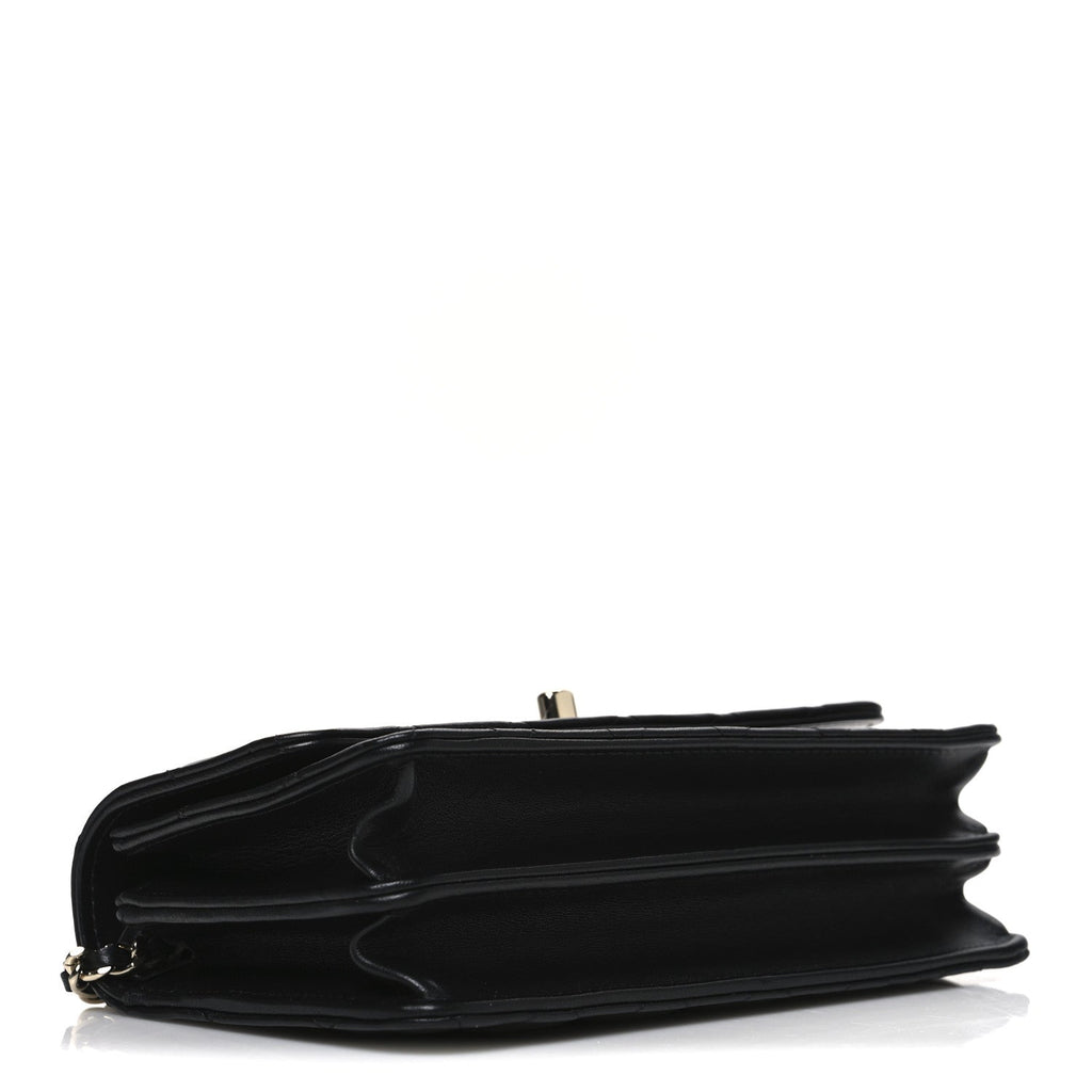 Chanel Lambskin Quilted Trendy CC Dual Handle Clutch With Chain Black